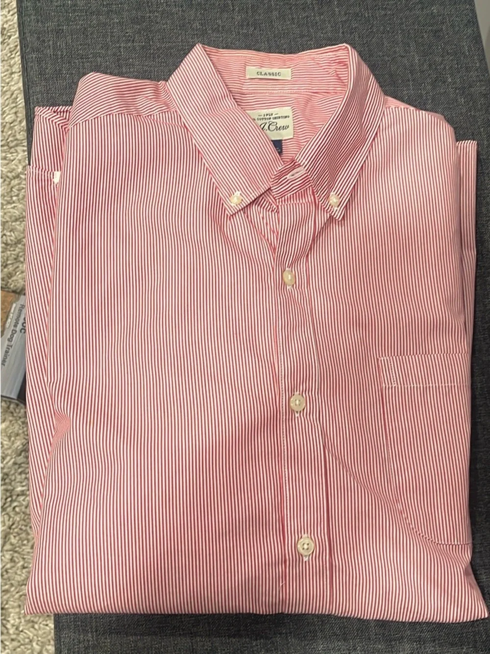 J. Crew Pink and White Fine-Striped Button-Down Shirt